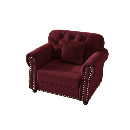Upholstered Sofa With Nailhead Trim And Rolled Armrests Home Essentials