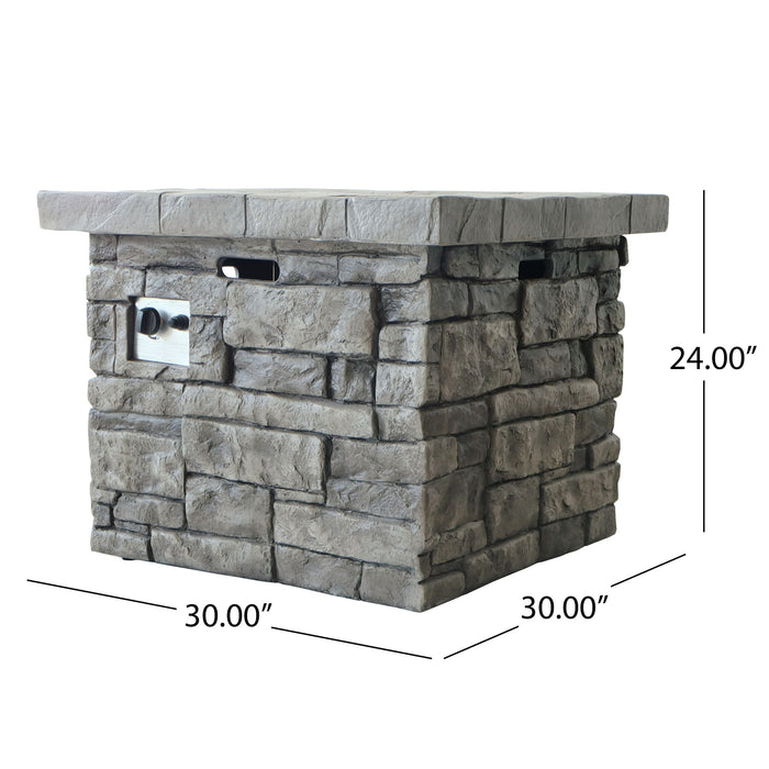 Outdoor Square Propane Fire Pit 40, 000 Btu - Gray
