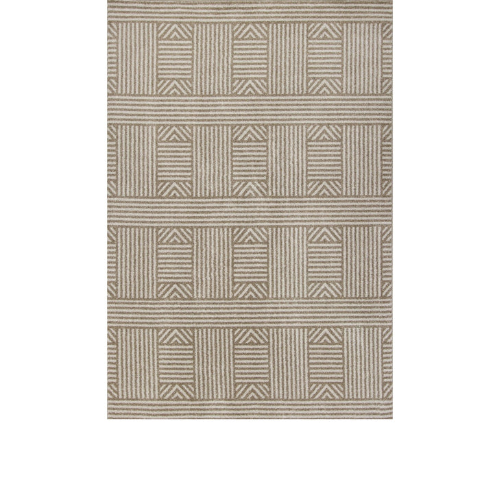 7' X 9' Geometric Indoor / Outdoor Area Rug - Beige / Ivory