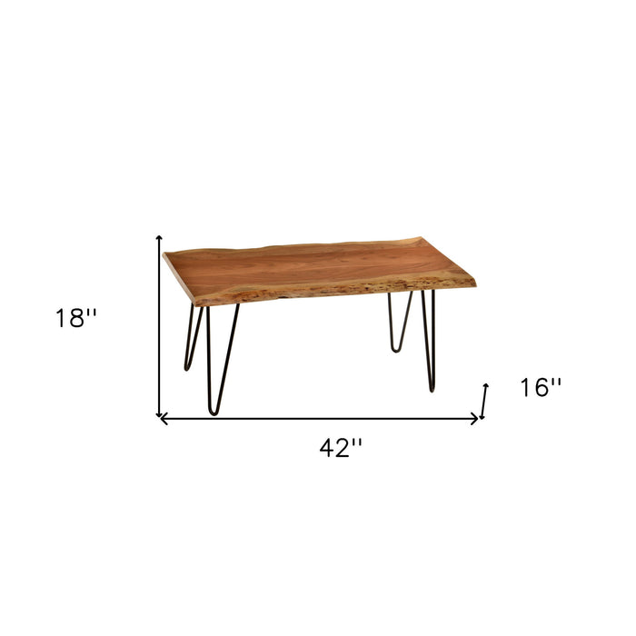 Solid Wood And Iron Coffee Table - Natural And Black