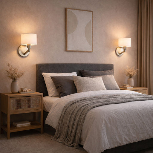 Nebula - Base Wall Lamp With Rotary Switch Shade - Brushed Nickel / Silver / White Ashcroft Furniture