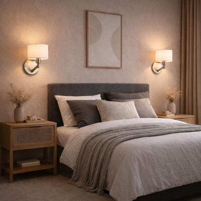 Nebula - Base Wall Lamp With Rotary Switch Shade - Brushed Nickel / Silver / White Ashcroft Furniture