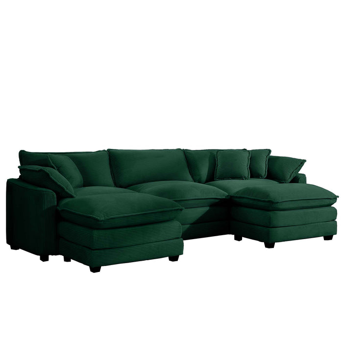 Modern Oversized Modular Cushion Sofa With Ottoman, Low Back, Deep Seating Sofa Set