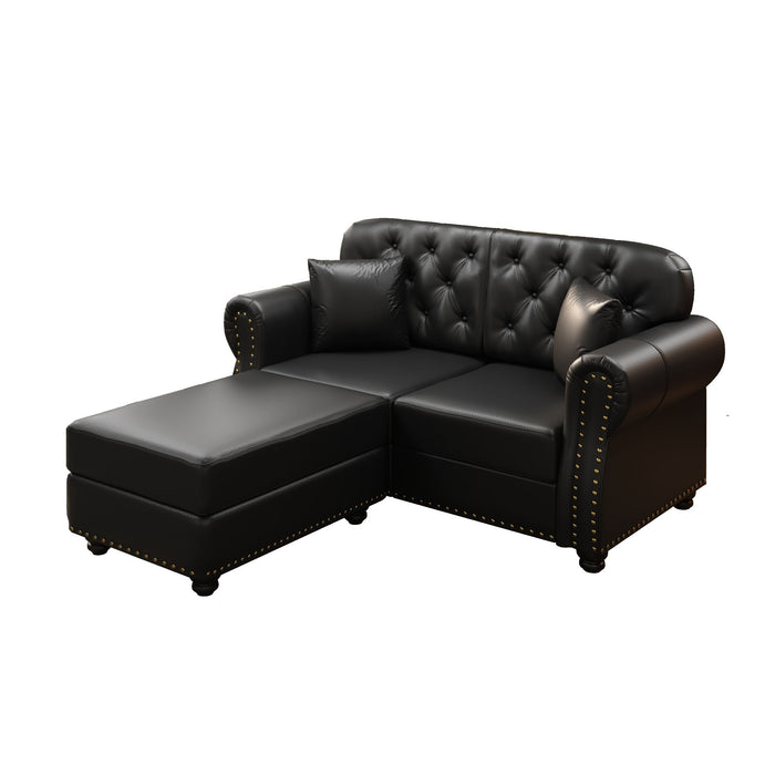 Upholstered Sofa With Nailhead Trim, Rolled Armrests With Ottoman Home Essentials