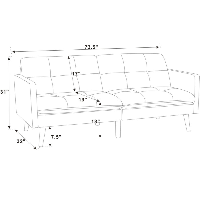 Easy Convert Futon Sofa With Tufted Back And Seat Home Essentials