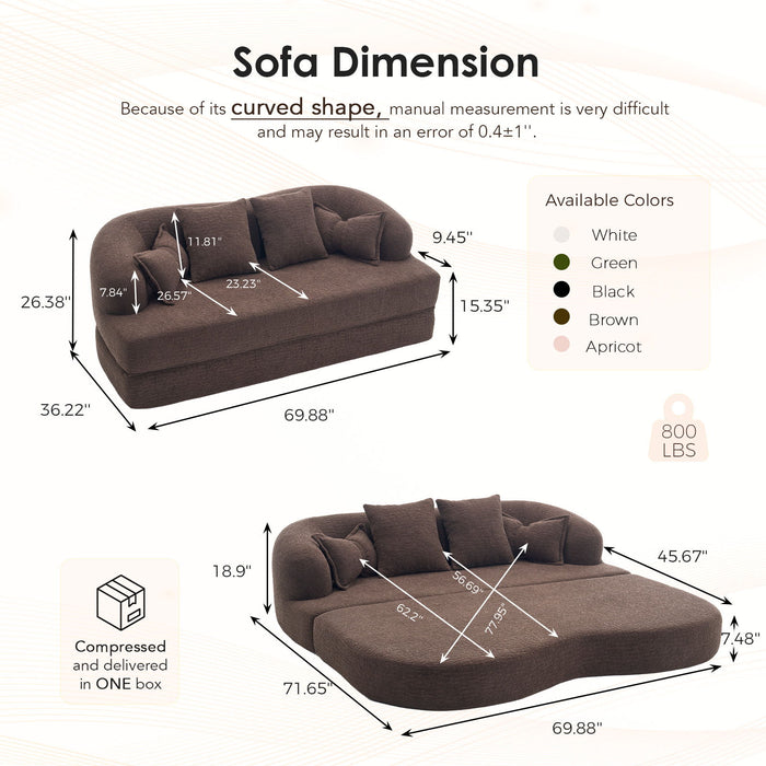 Foldable Sofa Bed, Boneless Couch Convertible Sleeper With 4 Pillows Home Essentials