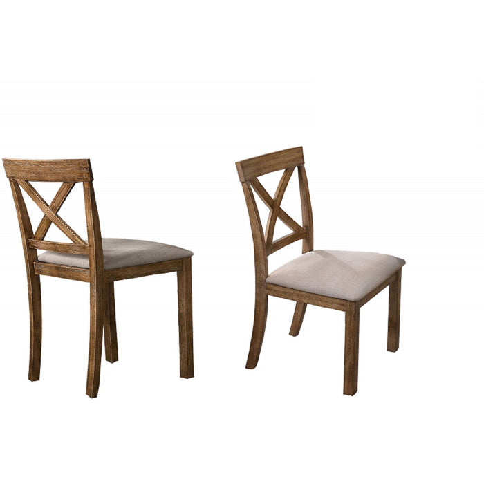 Dining Chair With Open X Back (Set of 2) - Brown / Beige Home Essentials