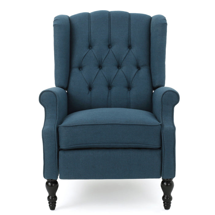 Armchair Recliner With Pushback Mechanism And Wingback Design Noble House