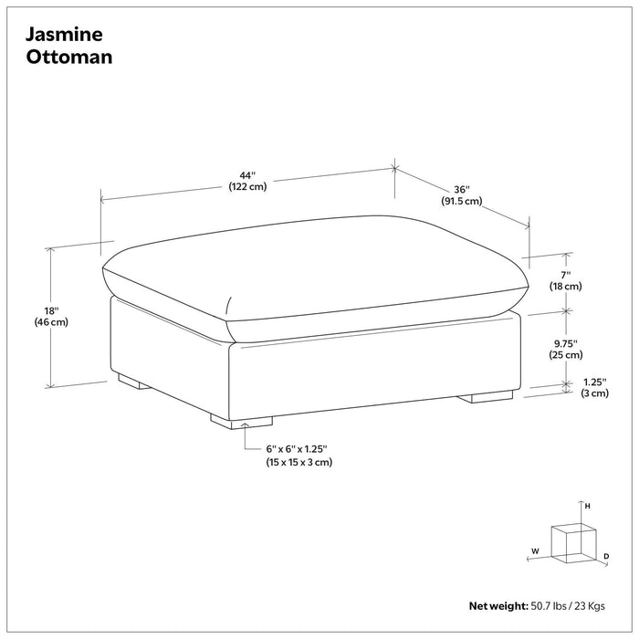Jasmine - Ottoman - Gray Simpli-Home