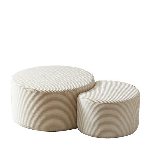Modern Upholstered Round Coffee Table For Living Room (Set of 2) Home Essentials