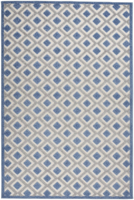 6' X 9' Geometric Indoor / Outdoor Area Rug - Blue / Gray