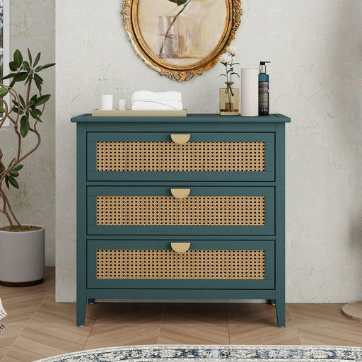 3 Drawer Cabinet, Natural Rattan, American Furniture Home Essentials