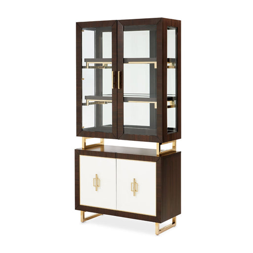 Belmont Place - Display Cabinet - White / Dark Brown Michael Amini