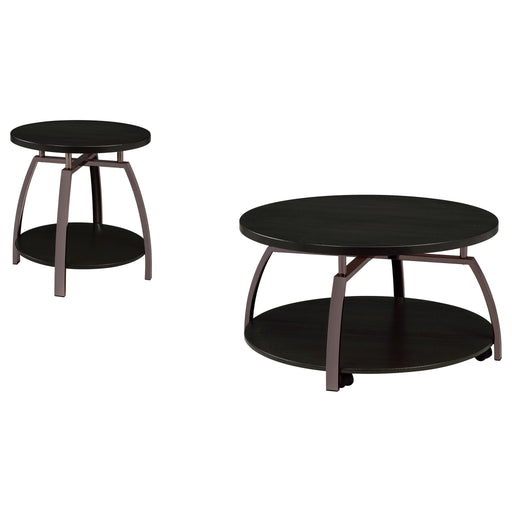 Starrett - 2 Piece Round Coffee Table Set - Charcoal Furniture Max