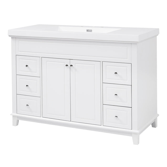 Bathroom Vanity & Sink, 6 Soft Close Drawers & Double Doors - White Noble House