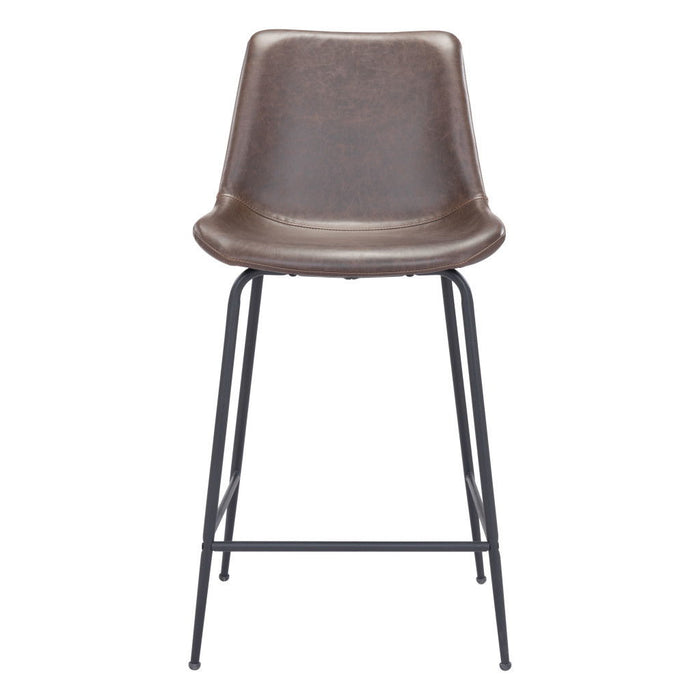 Steel Low Back Counter Height Bar Chair - Brown And Black