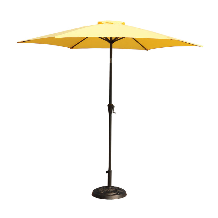 8.8' Outdoor Aluminum Patio Umbrella, Market Umbrella With 33 Pounds Round Resin Umbrella Base Lift