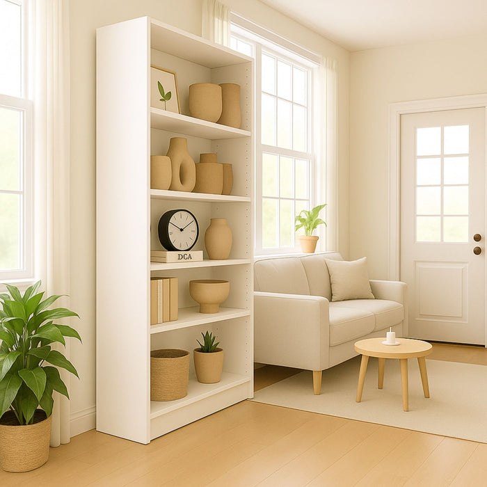 5 Tier Bookshelf Storage Cabinet With Anti-Tip Kit Home Essentials