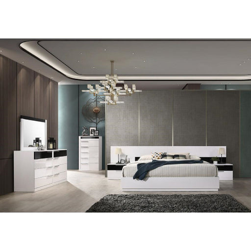 2 Drawer Nightstand, Bedside Table - White / Black Home Essentials