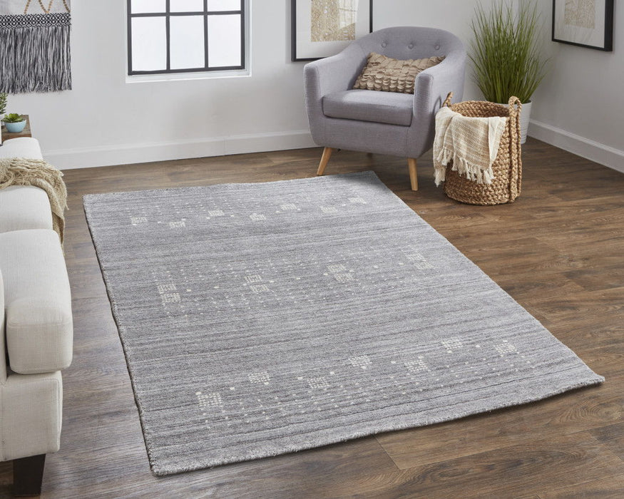 Wool Hand Knotted Stain Resistant Area Rug - Gray And Ivory - 9' X 12'