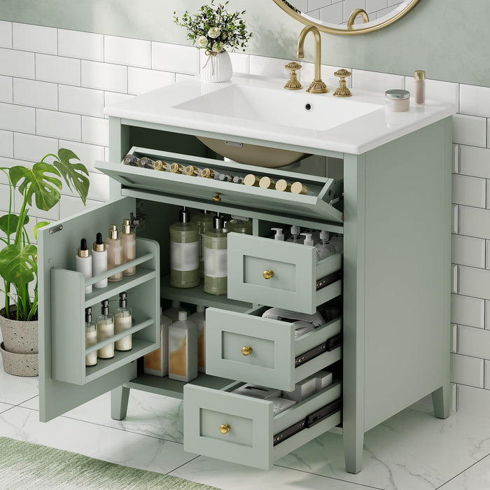 Bathroom Vanity With Sink, 3 Drawers And Adjustable Shelf Hearth and Haven
