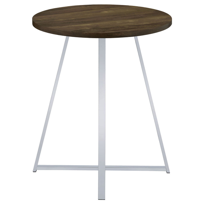 Burkhart - Round Height Bistro Bar Table - Brown Oak