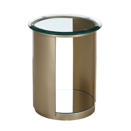 Houston - Round Chairside Table - Brushed Gold Michael Amini