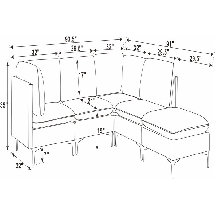 Upholstered Modular Sectional & Tall Legs Home Essentials