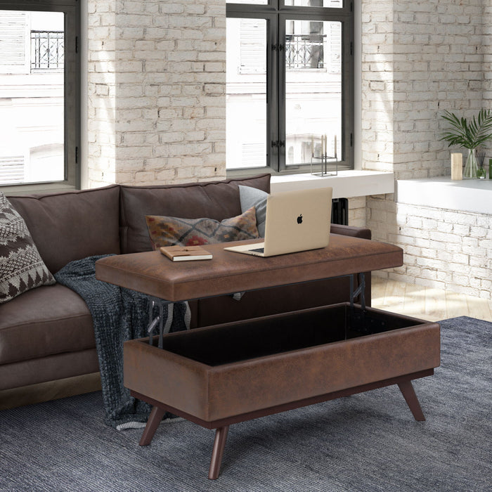 Owen - Lift Top Large Coffee Table Storage Ottoman, Mid Century Style Simpli-Home