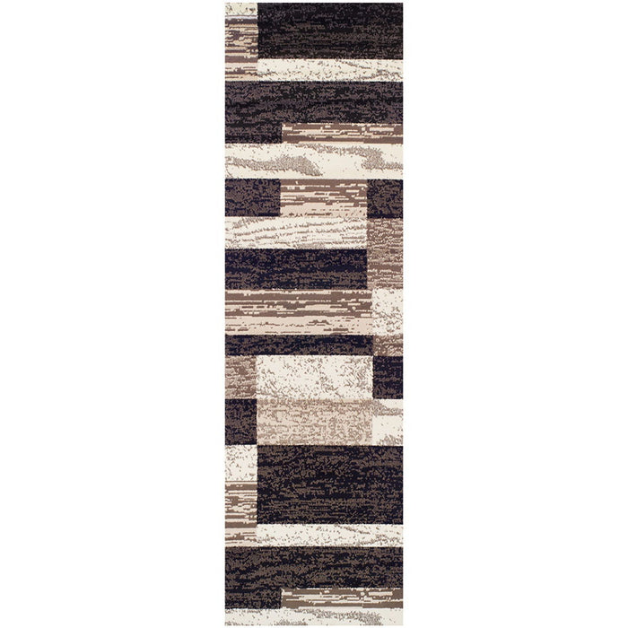 12' Patchwork Power Loom Runner Rug - Chocolate