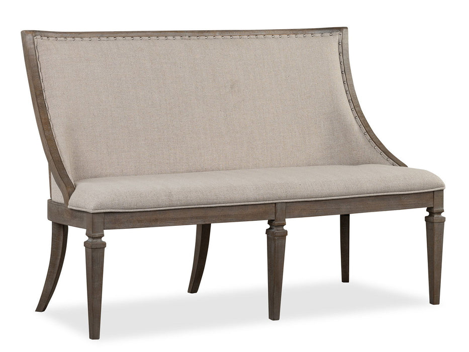 Lancaster - Bench With Upholstered Seat & Back - Dovetail Gray Magnussen Furniture