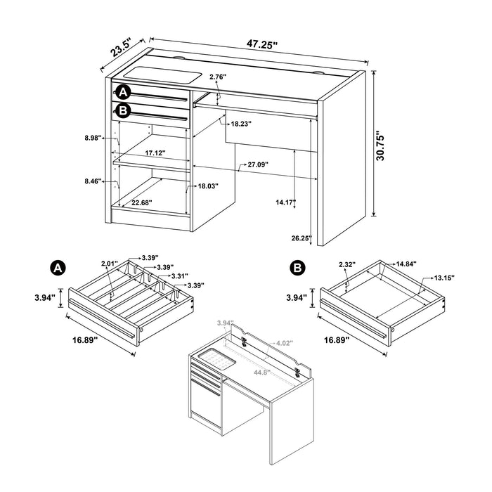 Maxim - 2 Drawer Computer Desk With Lift Top Storage And Power Outlet - Cappuccino Furniture Max