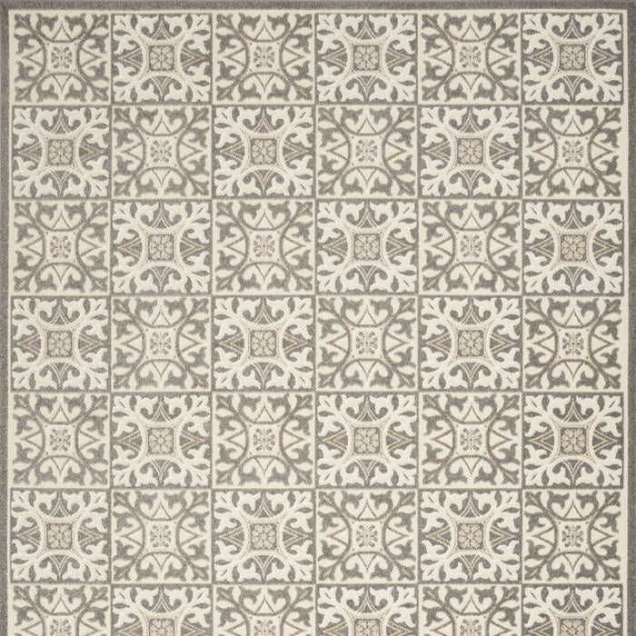 7' X 10' Fleur De Lis Stain Resistant Non Skid Area Rug - Ivory / Gray