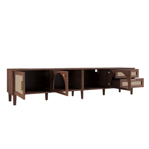 TV Stand For TVs Up To 90", Media Console With App Controlled LED Lights, 2 Drawers & Door Storage - Dark Brown Hearth and Haven