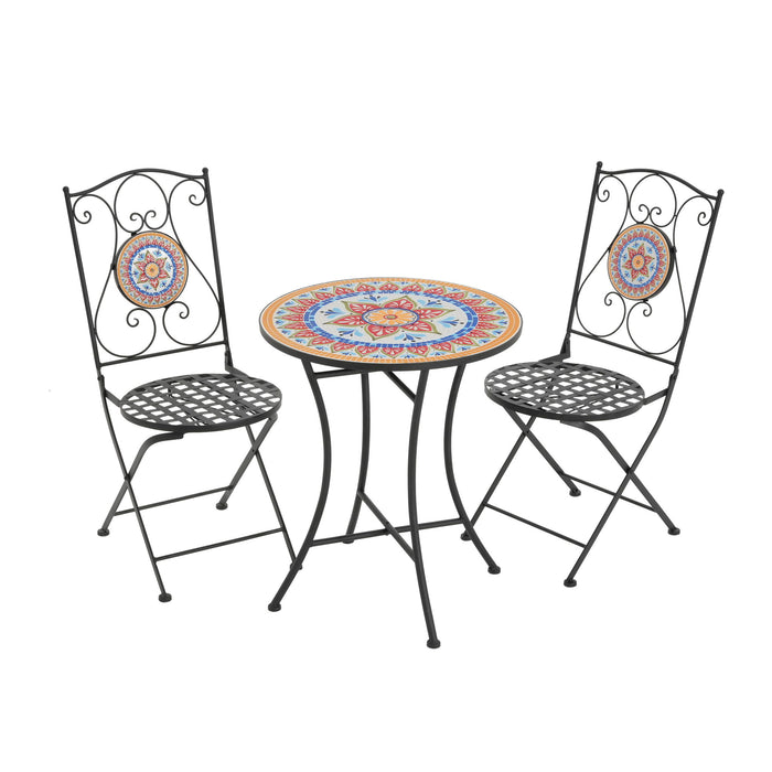 Lambert - Outdoor Chat Set - Black / Red