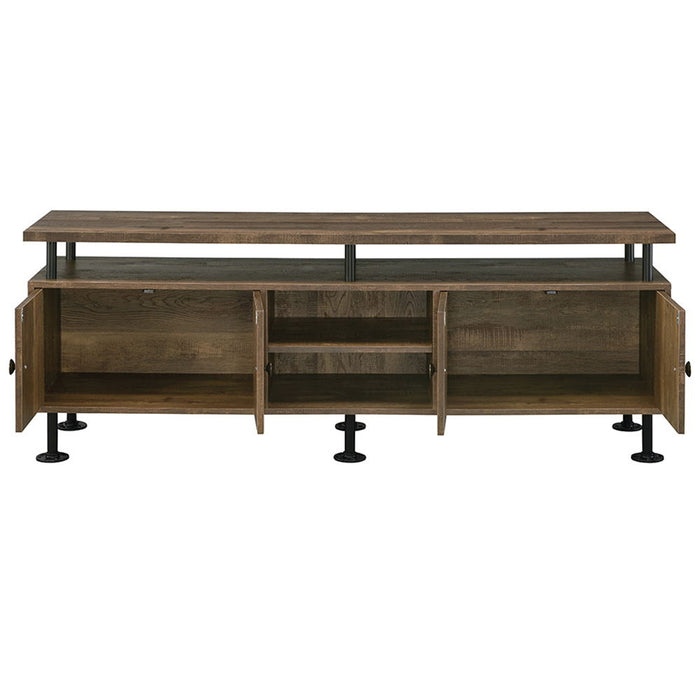 Ensata II - TV Stand - Rustic Oak & Black