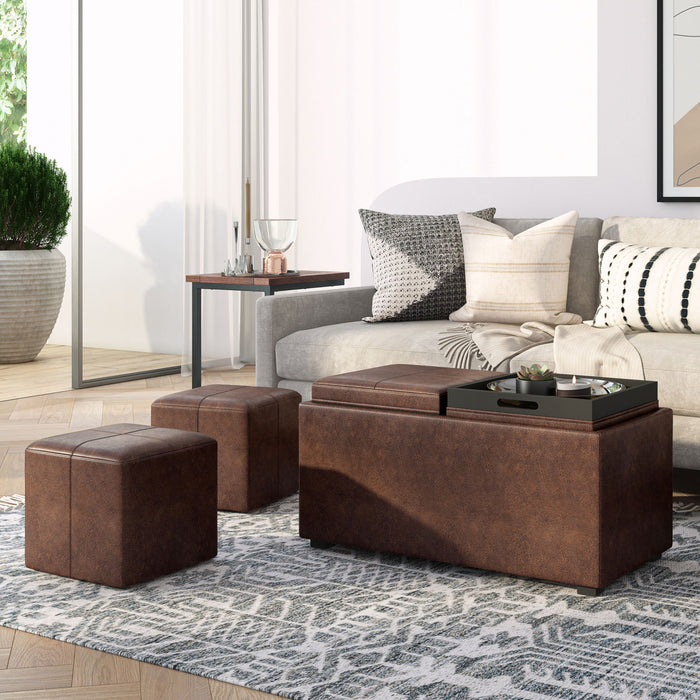 Avalon - 5 Piece Storage Ottoman, Contemporary Simpli-Home
