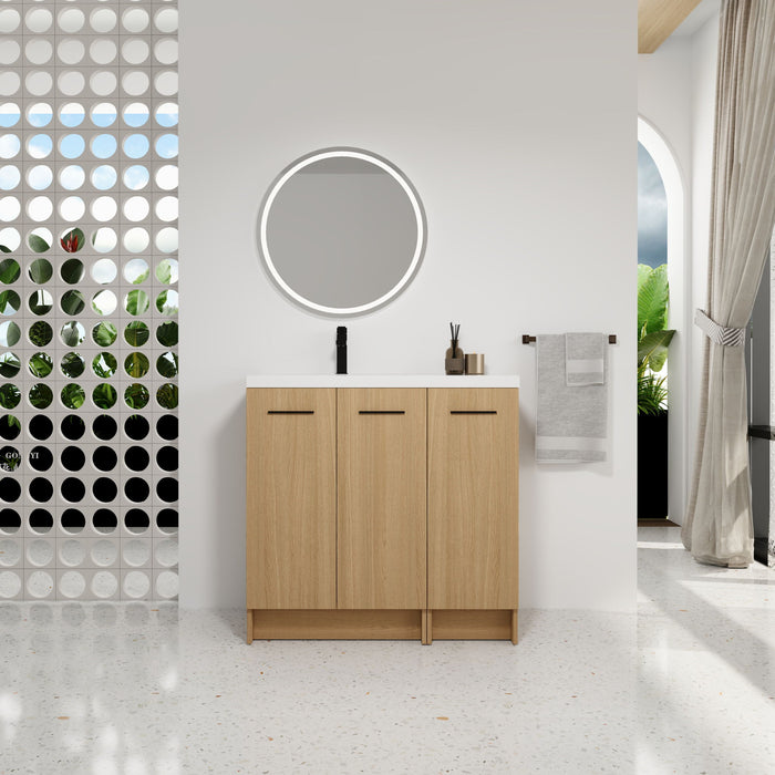 Wall Mounted Floating Bathroom Vanity With Sink, 3 Door Modular Cabinet Home Essentials
