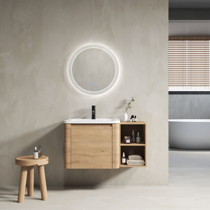 Wall Mounted Bathroom Vanity & Sink, Storage Shelves & Soft Close Door Home Essentials