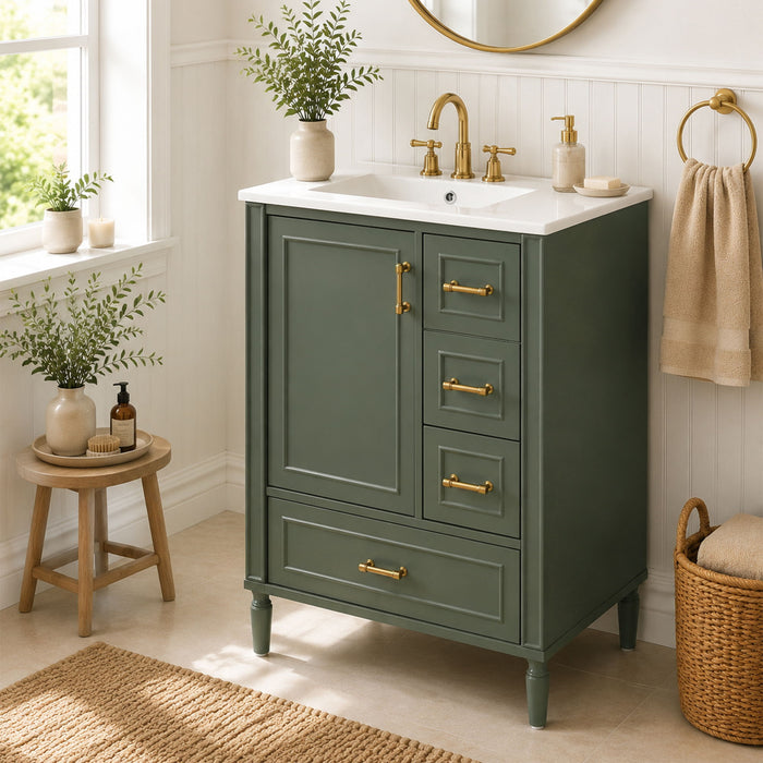 Modern Bathroom Vanity With Sink, Soft Close Doors, 3 Drawers Hearth and Haven