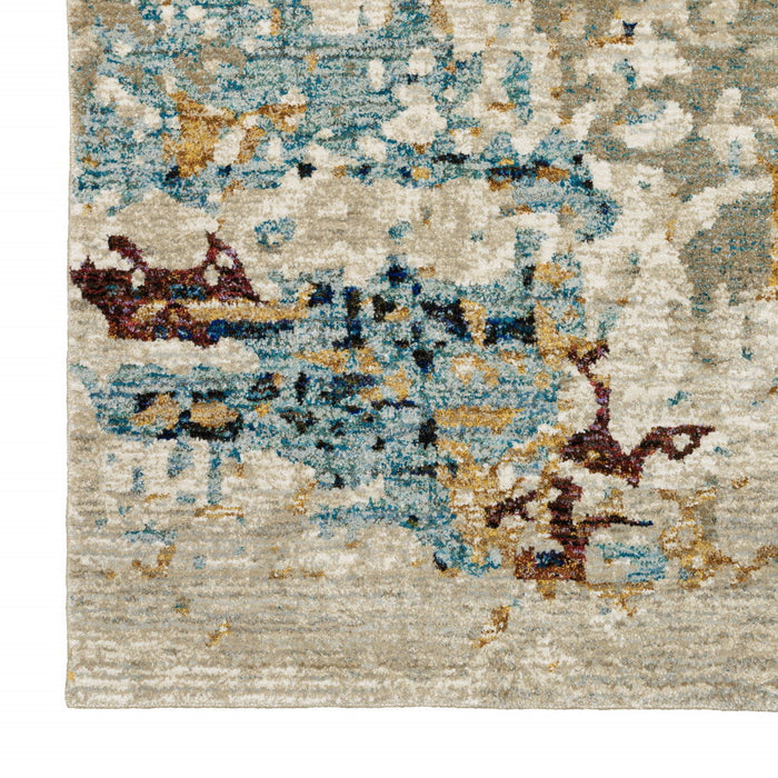8.3' x 2.2' Runner Power Loom Runner Rug - Blue And Beige