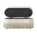 Oval Upholstered Storage Ottoman With Fringe Trim & Lift Top Lid Home Essentials