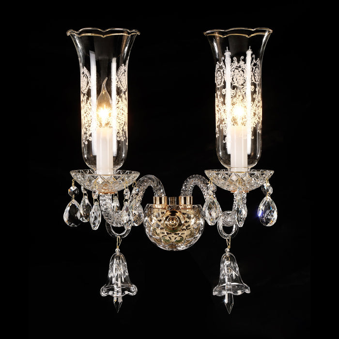 Michael Amini Lighting - Winter Palace 2-Light Traditional Crystal Wall Sconce - Gold / White Michael Amini