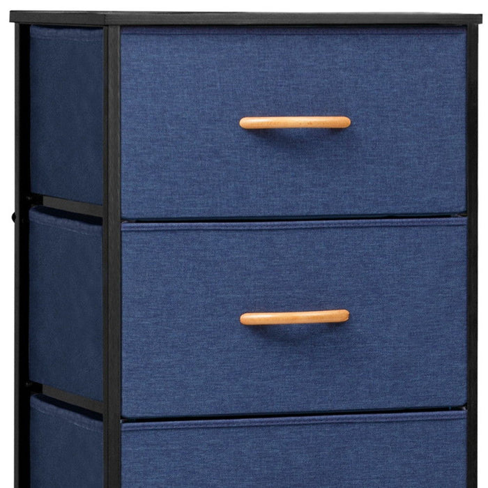 Steel And Fabric Five Drawer Chest - Blue / Black