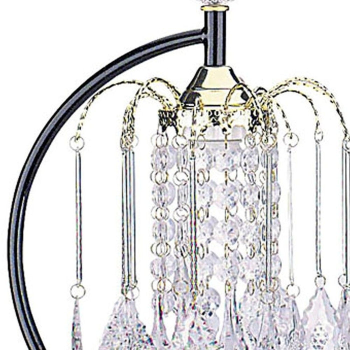 Metal Faux Crystal Chandelier Table Lamp - Black And Gold
