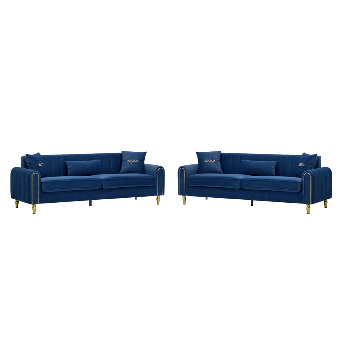 2 Piece Sofa 3 Seater Sofas Set - Blue Home Essentials