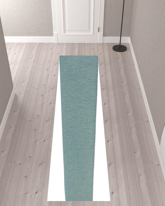 10' Power Loom Runner Rug - Aqua