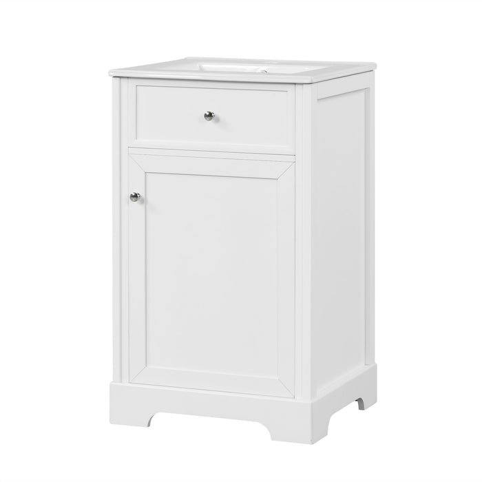 20" Bathroom Vanity With Sink, Soft Closing Cabinet Door, Adjustable Shelf & Storage Rack - White Hearth and Haven