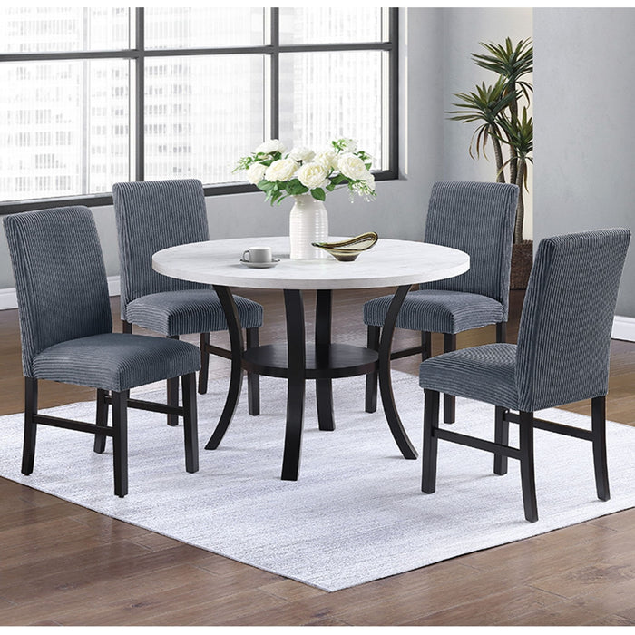 Elegant 5 Piece Dining Set Dark Chairs Top Table With Lower Shelf Kitchen Dining Room Home Essentials