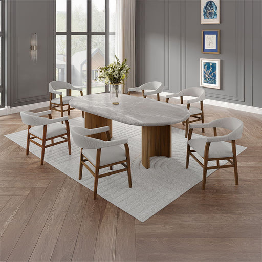 Darcy - Dining Table - Natural Marble Top & Dark Walnut ACME